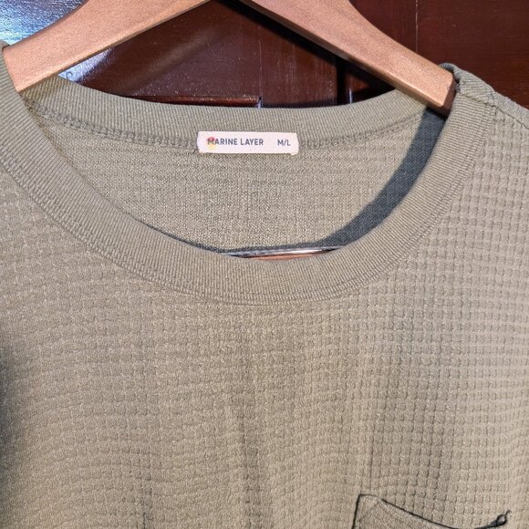 Marine Layer Box Waffle Crewneck - Sage - M/L - Picture 2 of 5